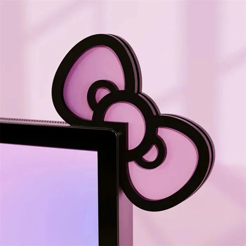 Gaming Accessories Pink - Kawaii Pink Acrylic Bow Monitor Decor