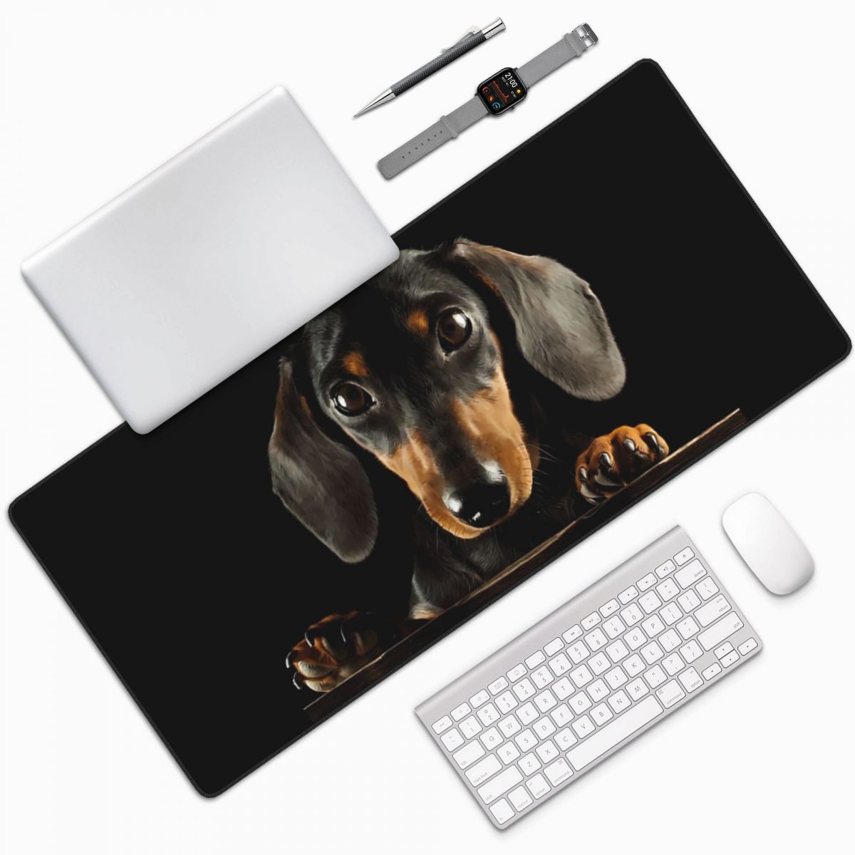 Large Mouse Pad Black Dachshun - Gaming Accessories Photo 评论和价格