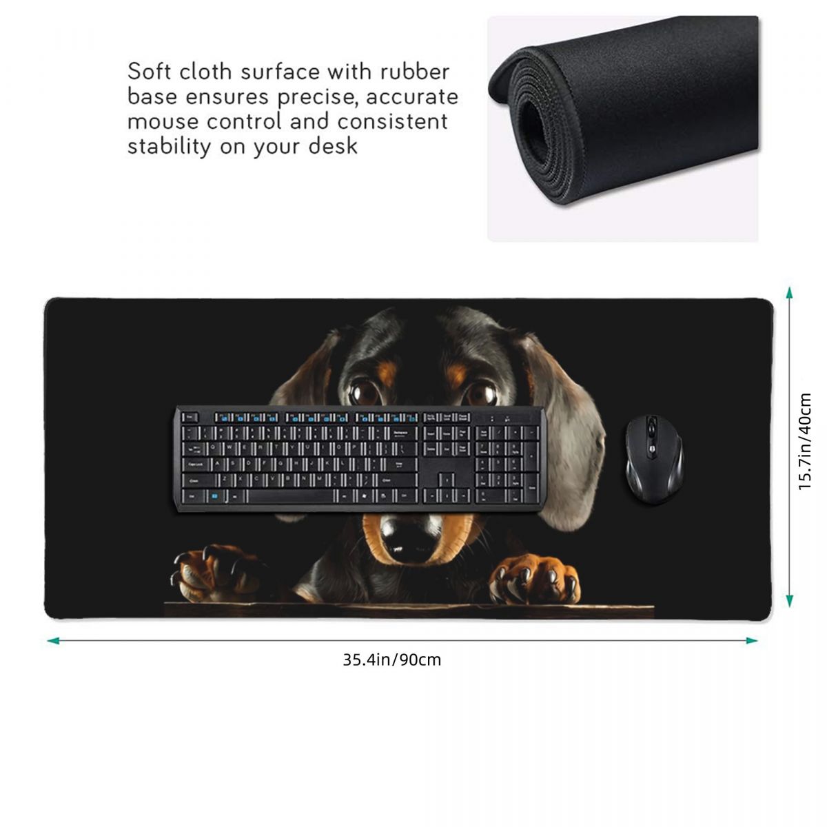 Large Mouse Pad Black Dachshun - Gaming Accessories Photo 评论和价格