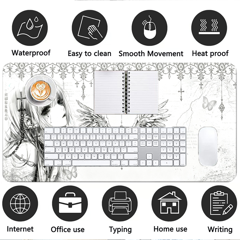 Leather Mousepad Black White A - Gaming Accessories Girls 评论和价格