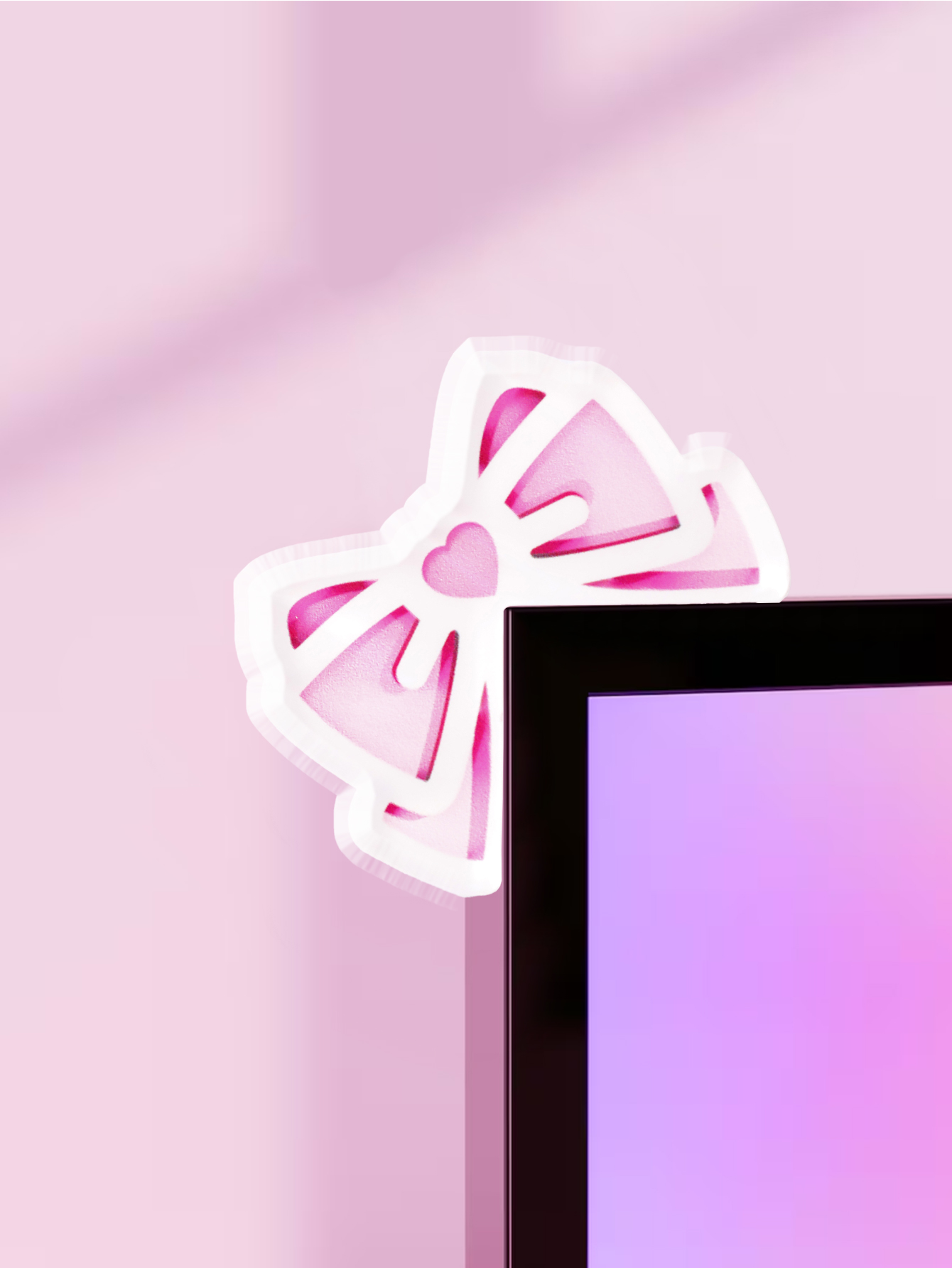 Kawaii Bow Monitor Decor Pink  - Gaming Accessories Pink 评论和价格
